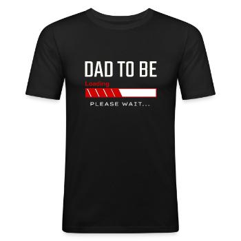 Papa à charger s’il vous plaît attendre - Nouveau père - T-shirt près du corps Homme - noir - Devant - Nik (191cm)