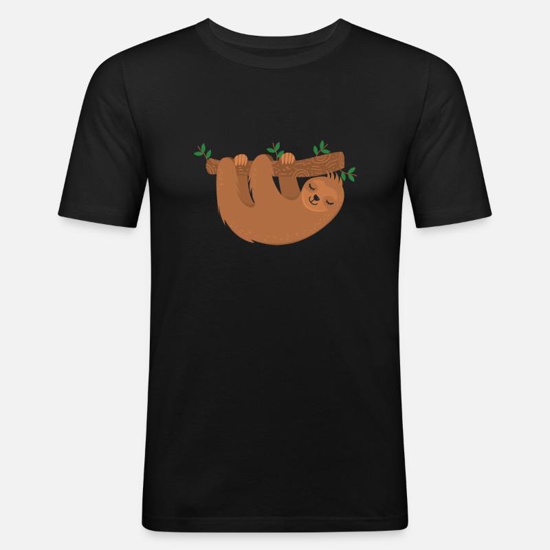 Faultier - Männer Slim Fit T-Shirt - Schwarz