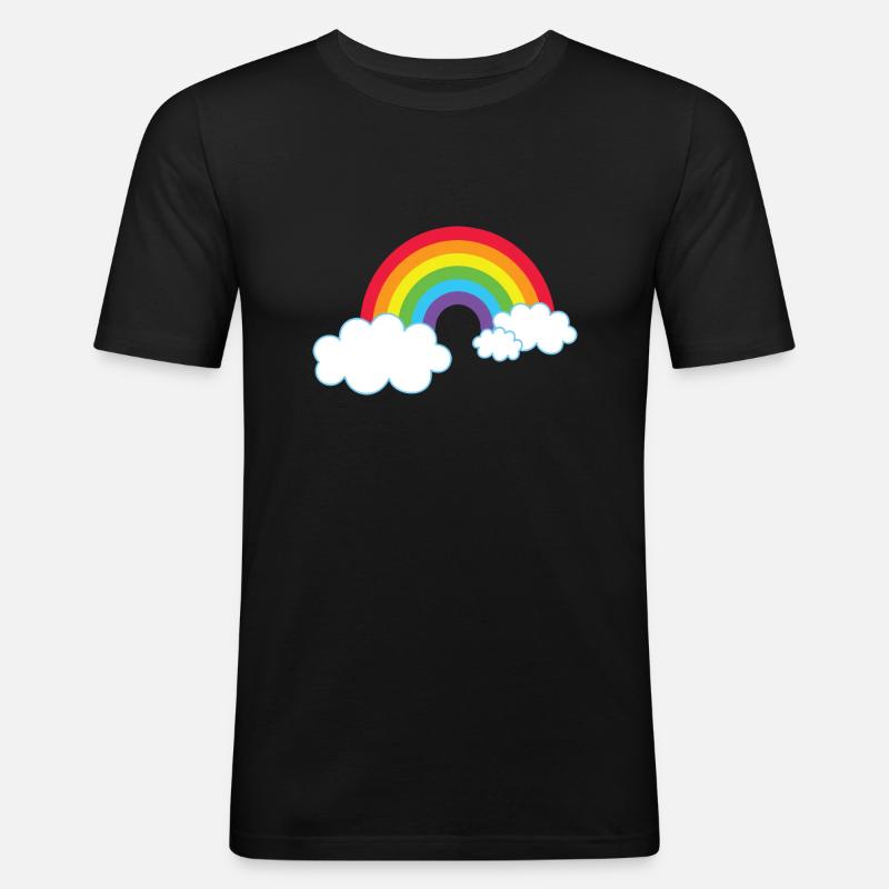 Regenbogen - Männer Slim Fit T-Shirt - Schwarz