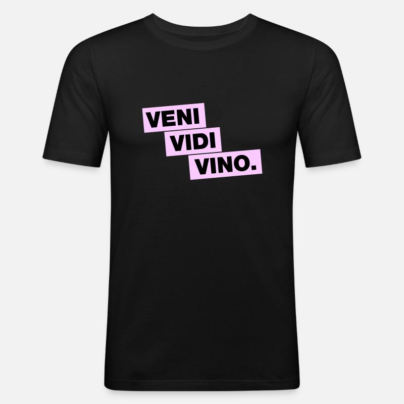 Veni Vidi Vino - Männer Slim Fit T-Shirt - Schwarz