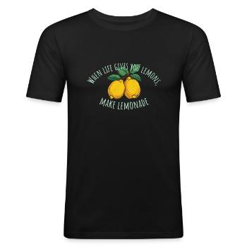 Lemons & Lemonade – Positives Statement - Männer Slim Fit T-Shirt - Schwarz - Vorne - Nik (191cm)
