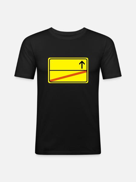 Ortsausgangsschild empty - Men's Slim Fit T-Shirt - black