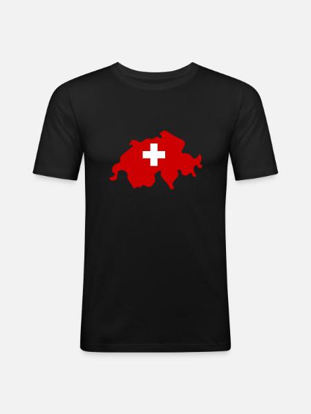 Schweiz - Männer Slim Fit T-Shirt - Schwarz