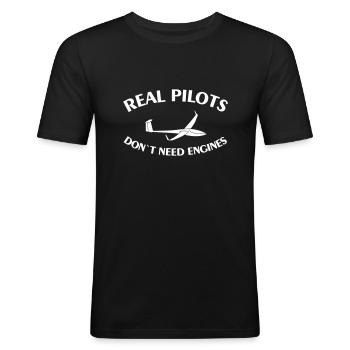 Pilote planeur moteur drôle planeur pilote planeur - T-shirt près du corps Homme - noir - Devant - Nik (191cm)