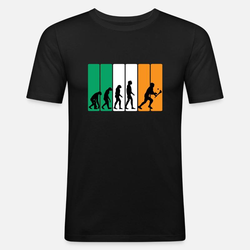 Die Evolution von Hurling - Männer Slim Fit T-Shirt - Schwarz