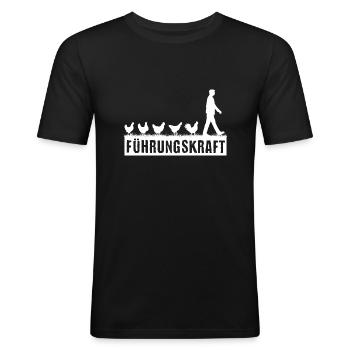 Hühner Führungskraft Hühner Bauer - Männer Slim Fit T-Shirt - Schwarz - Vorne - Nik (191cm)