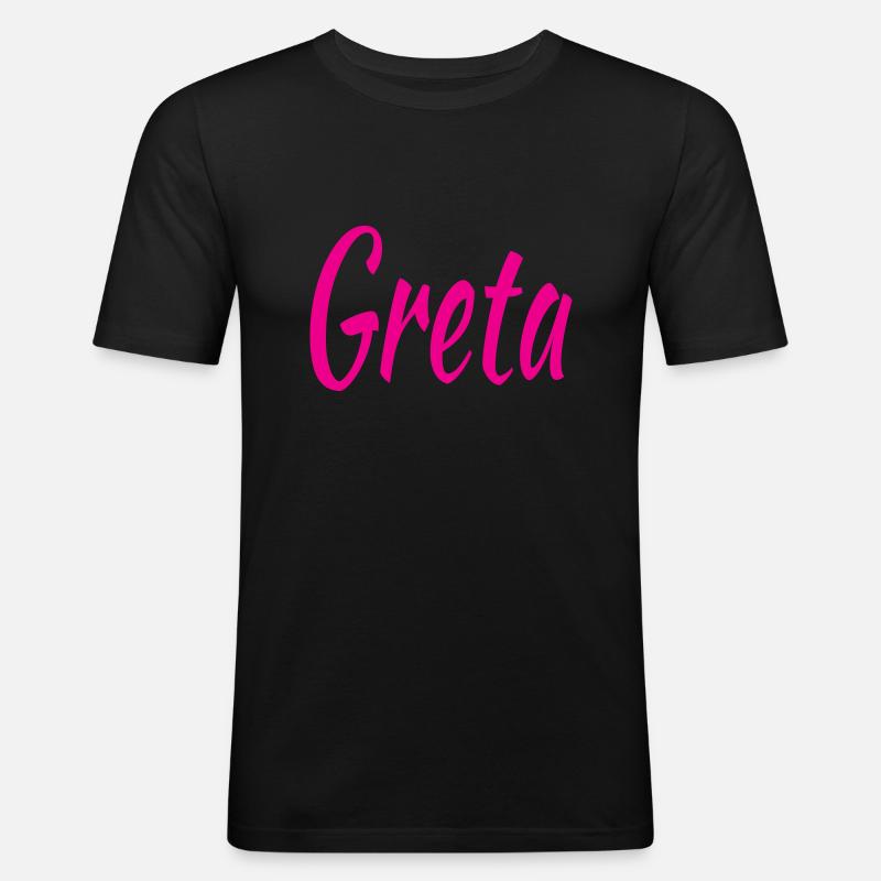 Greta - Männer Slim Fit T-Shirt - Schwarz
