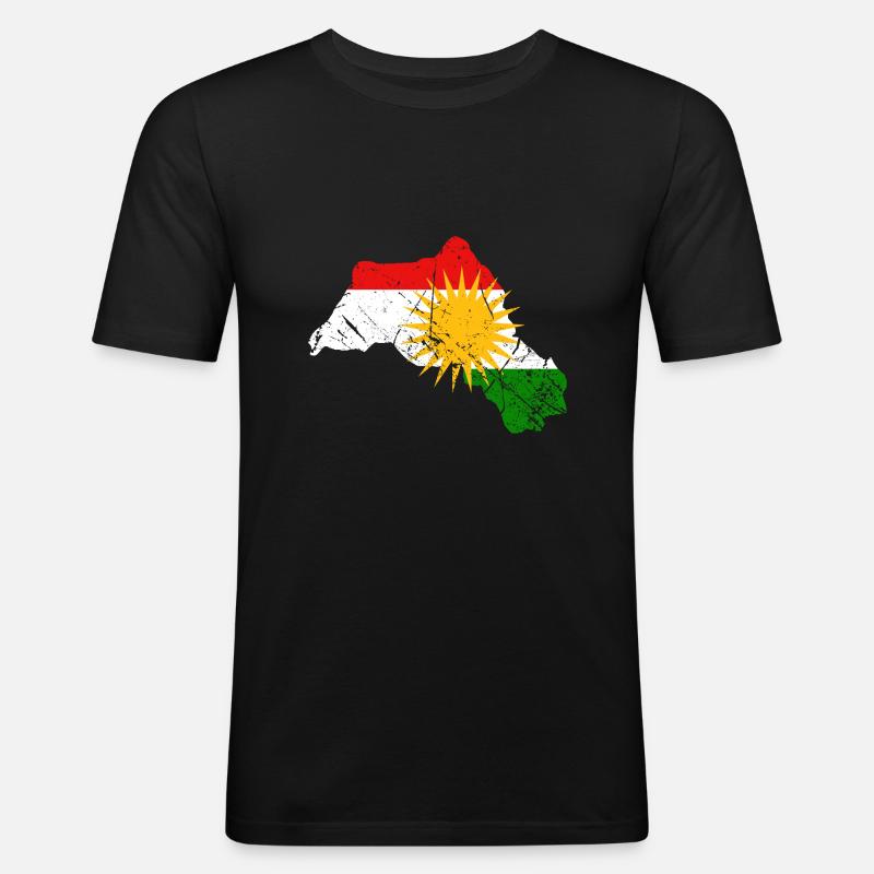 Kurdistan Flagge - Männer Slim Fit T-Shirt - Schwarz