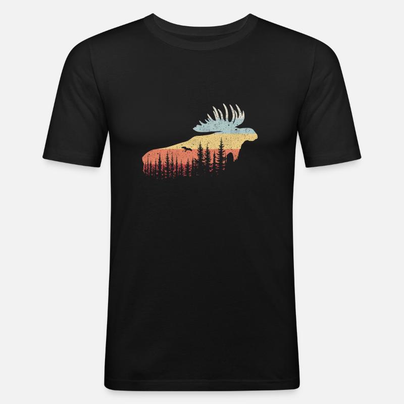 Elch - Männer Slim Fit T-Shirt - Schwarz