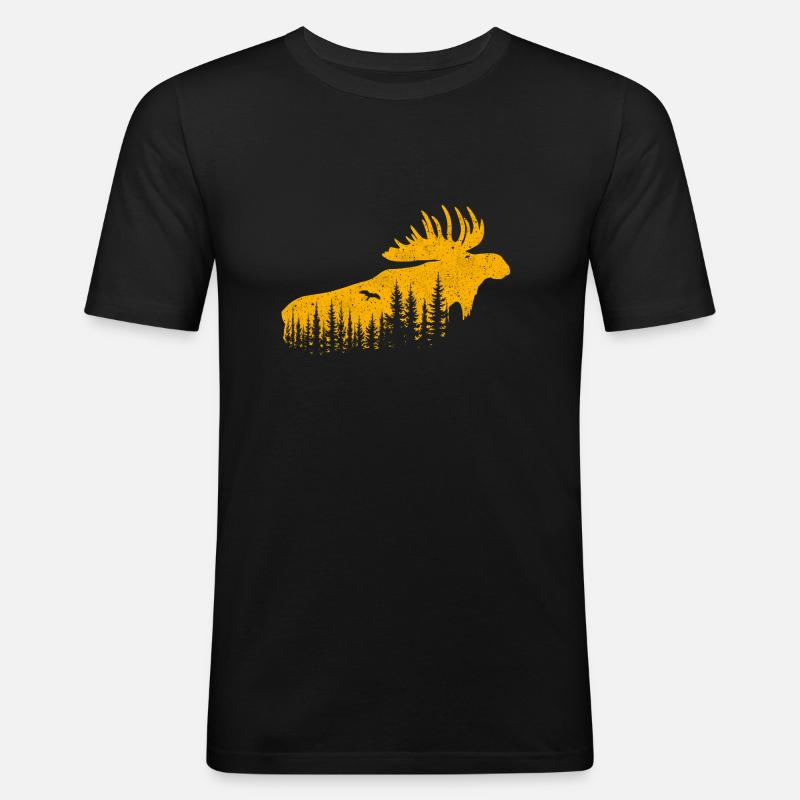 Elch - Männer Slim Fit T-Shirt - Schwarz