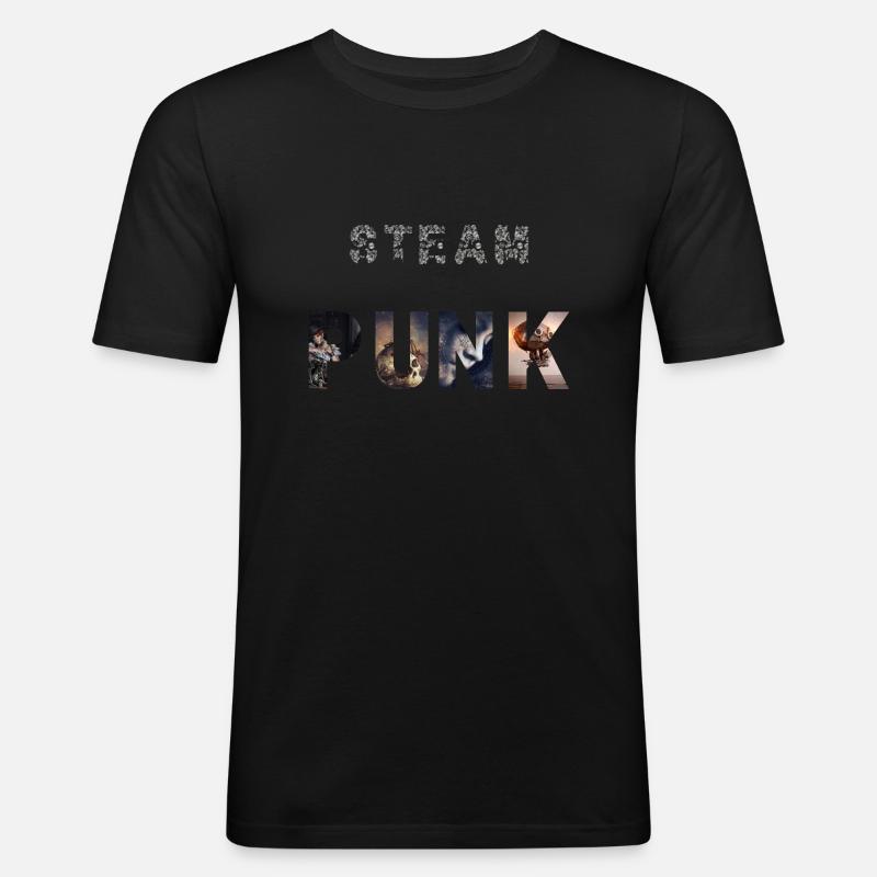 Steampunk - Männer Slim Fit T-Shirt - Schwarz