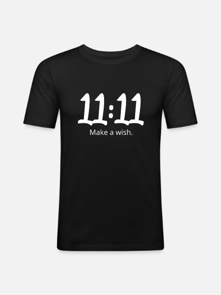 11 11 make a wish - Men's Slim Fit T-Shirt - black