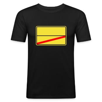 Ortsschild Planko - Männer Slim Fit T-Shirt - Schwarz - Vorne - Nik (191cm)