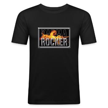 KarmaRocker - Männer Slim Fit T-Shirt - Schwarz - Vorne - Nik (191cm)