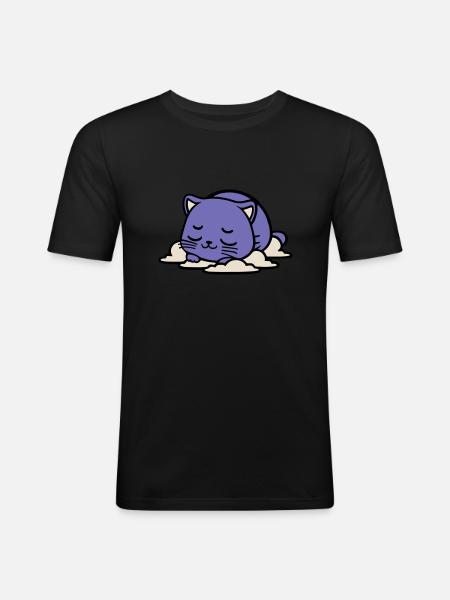Baby sleeping cat - Men's Slim Fit T-Shirt - black