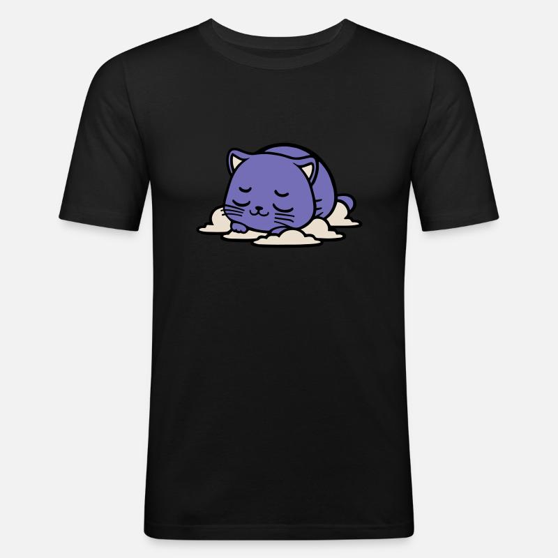 bébé chat qui dort - T-shirt près du corps Homme - noir
