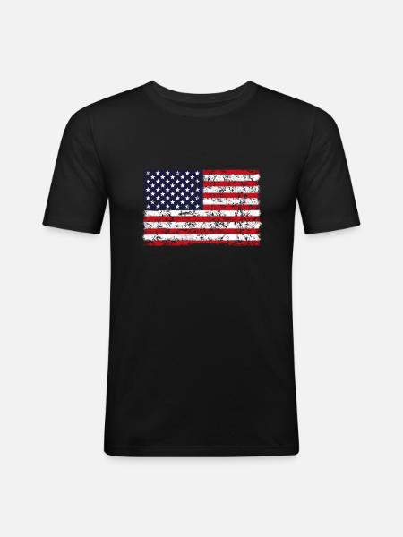 FLAG OF AMERICA retro - Men's Slim Fit T-Shirt - black