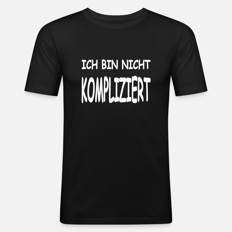 Kompliziert - Männer Slim Fit T-Shirt - Schwarz