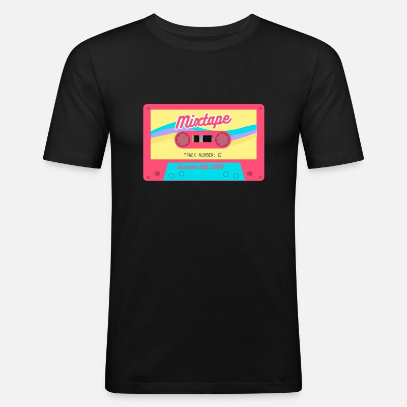 Retro Tape – 1985 Edition - Männer Slim Fit T-Shirt - Schwarz