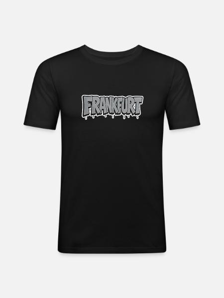 Frankfurt Chrome Graffiti - Männer Slim Fit T-Shirt - Schwarz