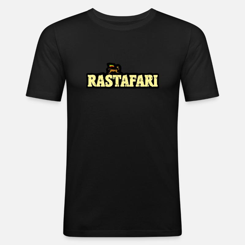 Rastafari Lion - Männer Slim Fit T-Shirt - Schwarz