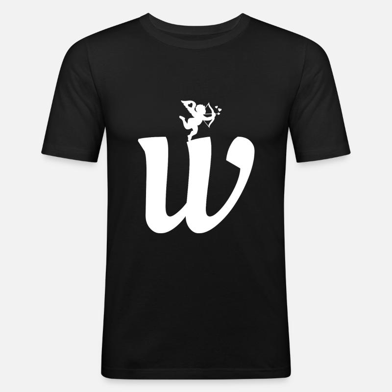 W - Männer Slim Fit T-Shirt - Schwarz