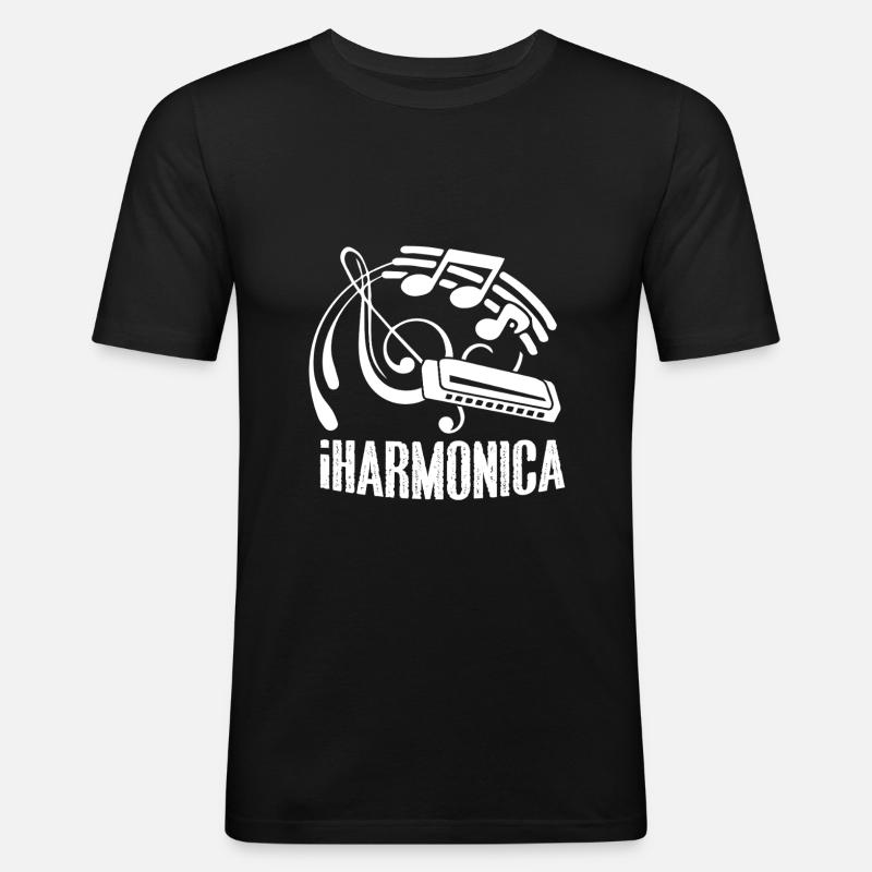 Harmonica Funny Harmonica - Men's Slim Fit T-Shirt - black