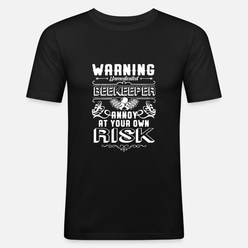 Beekeeper Beekeeper Warning - Men's Slim Fit T-Shirt - black
