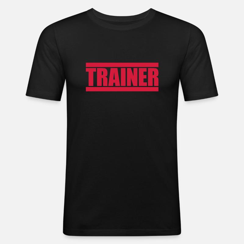 Rote Balken Trainer - Männer Slim Fit T-Shirt - Schwarz