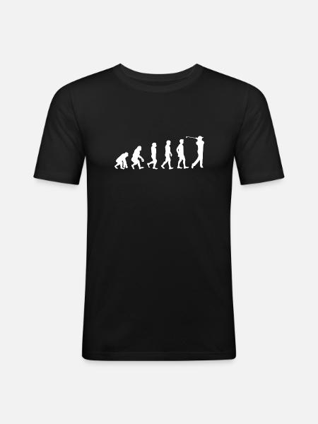 Golfer Golf Evolution Entwicklung Golfschläger - Männer Slim Fit T-Shirt - Schwarz