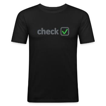 check box with green hook everything ok - Men's Slim Fit T-Shirt - black - Front - Nik (191cm)