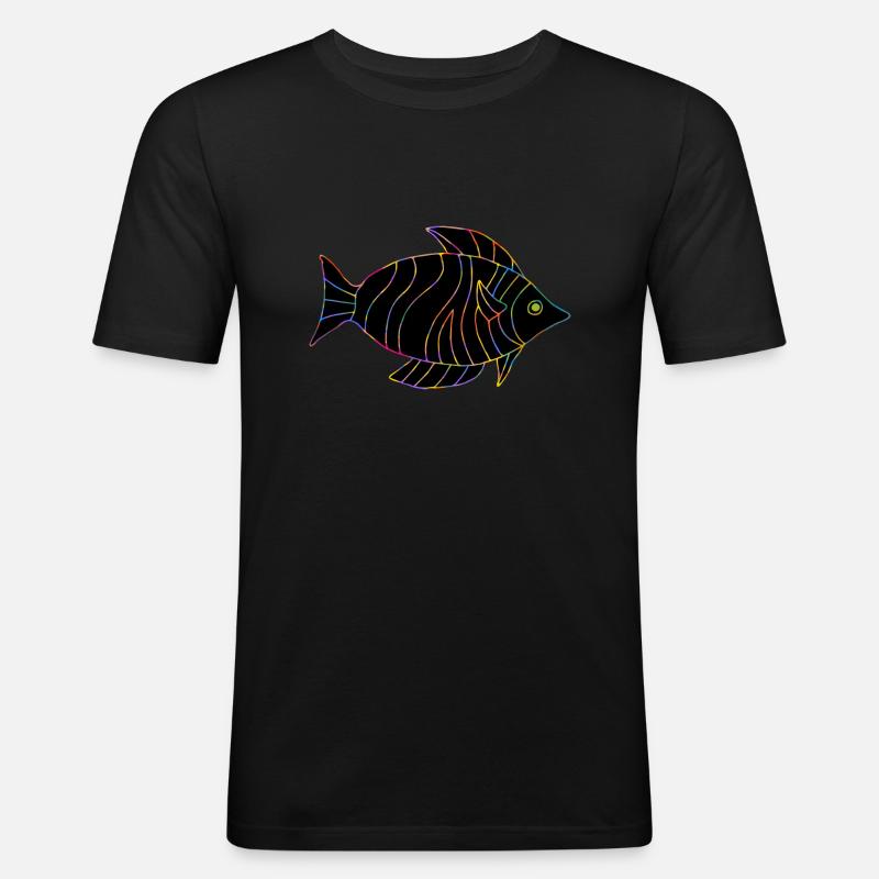 Fisch - Männer Slim Fit T-Shirt - Schwarz