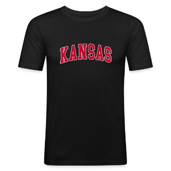 Kansas red white - Men's Slim Fit T-Shirt - black - Front - Nik (191cm)