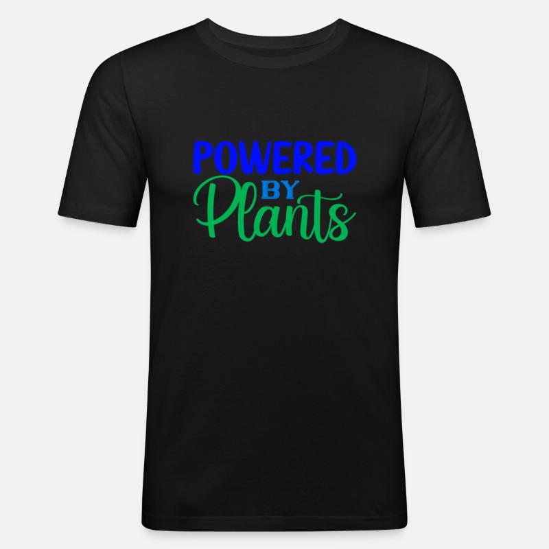 Powered by Plants - Männer Slim Fit T-Shirt - Schwarz