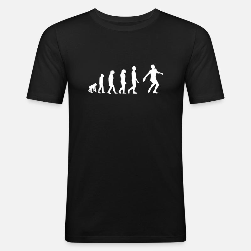 Diskuswurf-Evolution - Männer Slim Fit T-Shirt - Schwarz