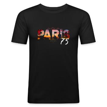 Paris 75 - T-shirt près du corps Homme - noir - Devant - Nik (191cm)