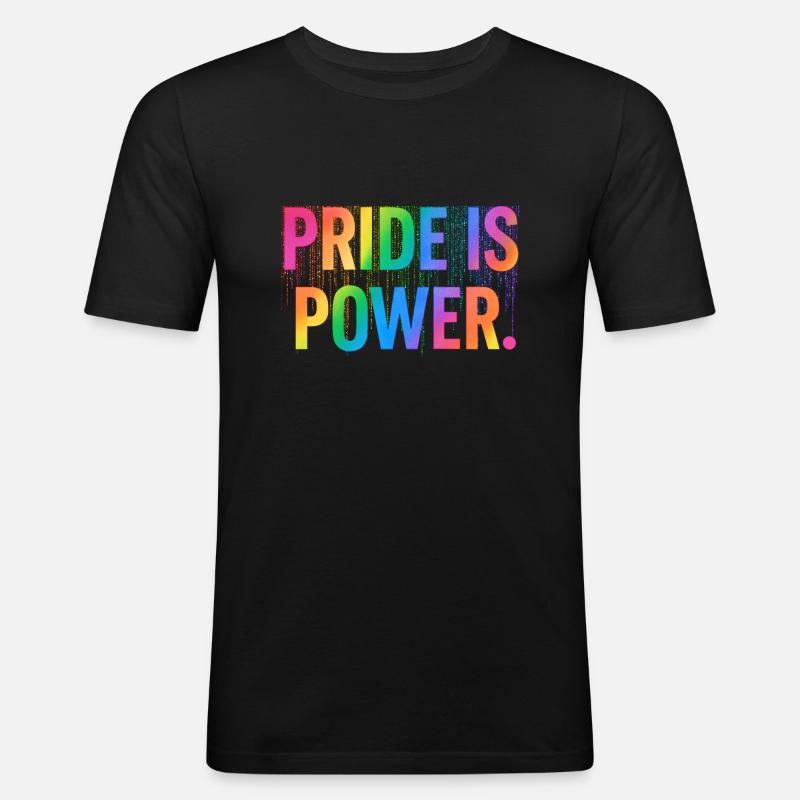 pride is power - csd - regenbogen - Männer Slim Fit T-Shirt - Schwarz