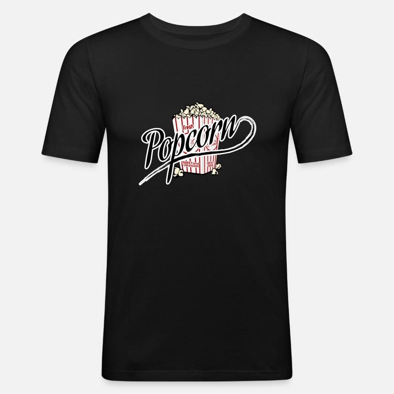 Popcorn - Männer Slim Fit T-Shirt - Schwarz