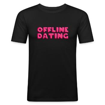 Offline, Relaxation, Getting to know each other, Offline dating - Men's Slim Fit T-Shirt - black - Front - Nik (191cm)
