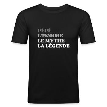 Pépé l homme le mythe la légende - T-shirt près du corps Homme - noir - Devant - Nik (191cm)