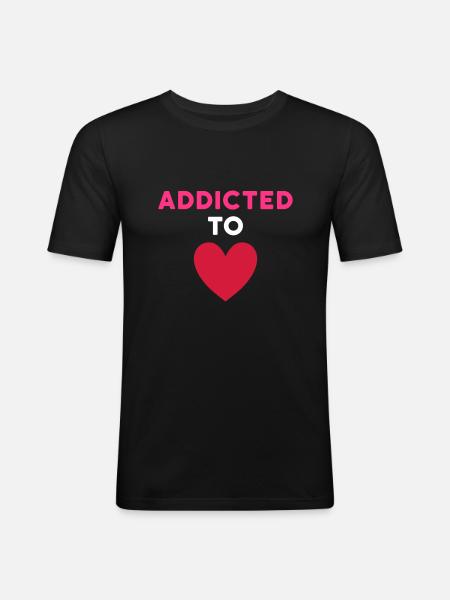 Accro à l’amour - T-shirt près du corps Homme - noir