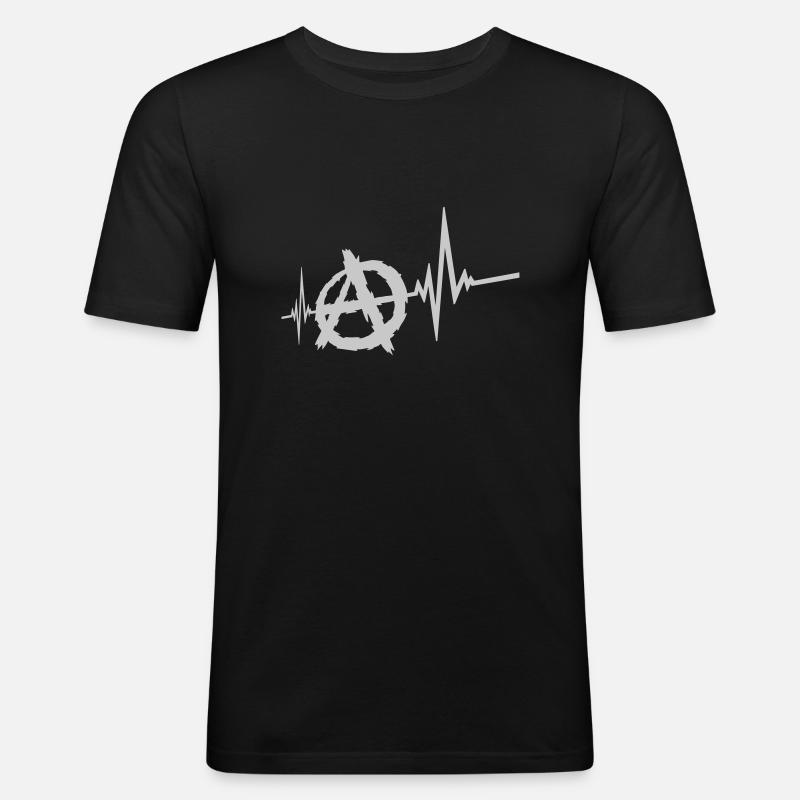 Frequency anarchy symbol logo - Men's Slim Fit T-Shirt - black