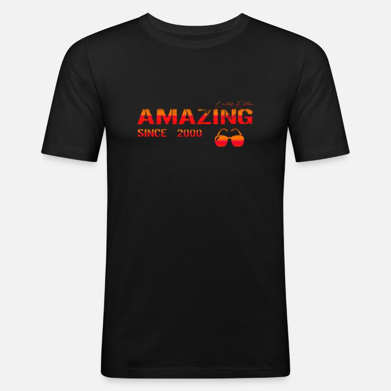 Amazing since 2000 - Männer Slim Fit T-Shirt - Schwarz