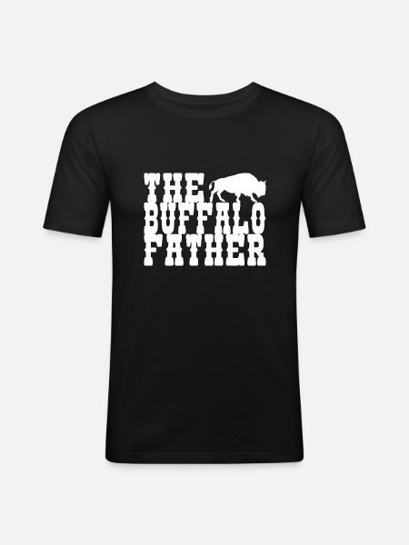 Buffalo Father - Männer Slim Fit T-Shirt - Schwarz