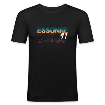 Essonne 91 - Männer Slim Fit T-Shirt - Schwarz - Vorne - Nik (191cm)