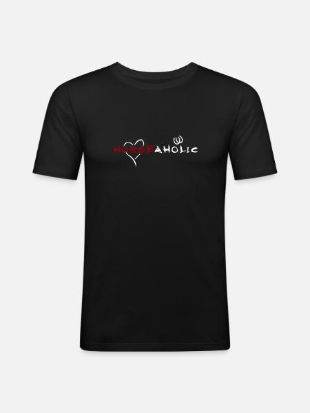 Horseaholic weiß - Männer Slim Fit T-Shirt - Schwarz