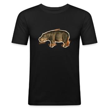 Taped Hippo - Männer Slim Fit T-Shirt - Schwarz - Vorne - Nik (191cm)