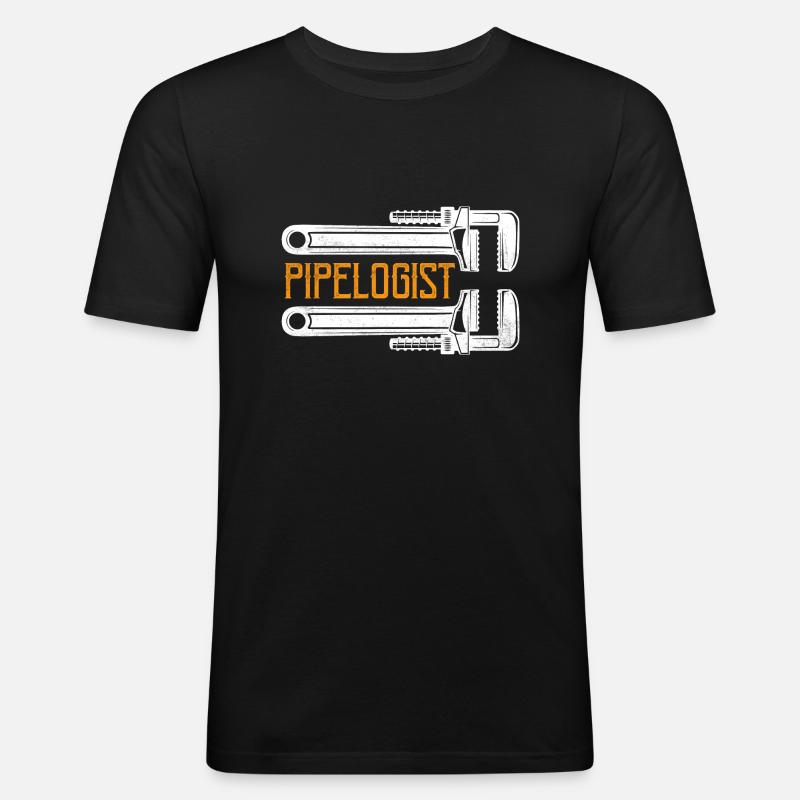 Pipelogist Pipefitter Wrench Plumber - Männer Slim Fit T-Shirt - Schwarz
