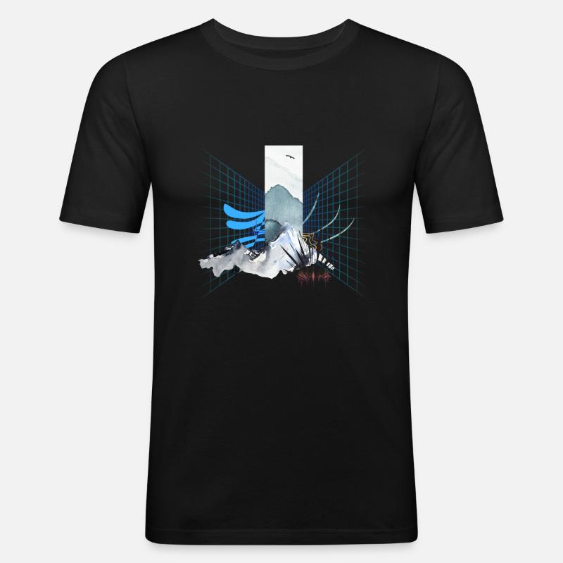 Digitale Landschaft - Männer Slim Fit T-Shirt - Schwarz