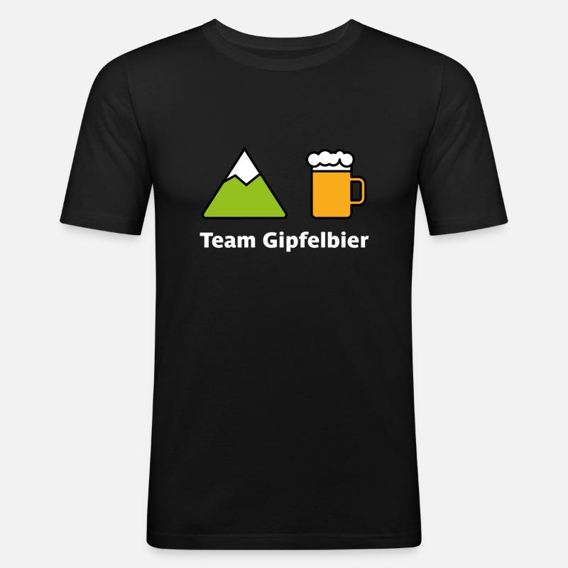 Gipfelbier - Männer Slim Fit T-Shirt - Schwarz
